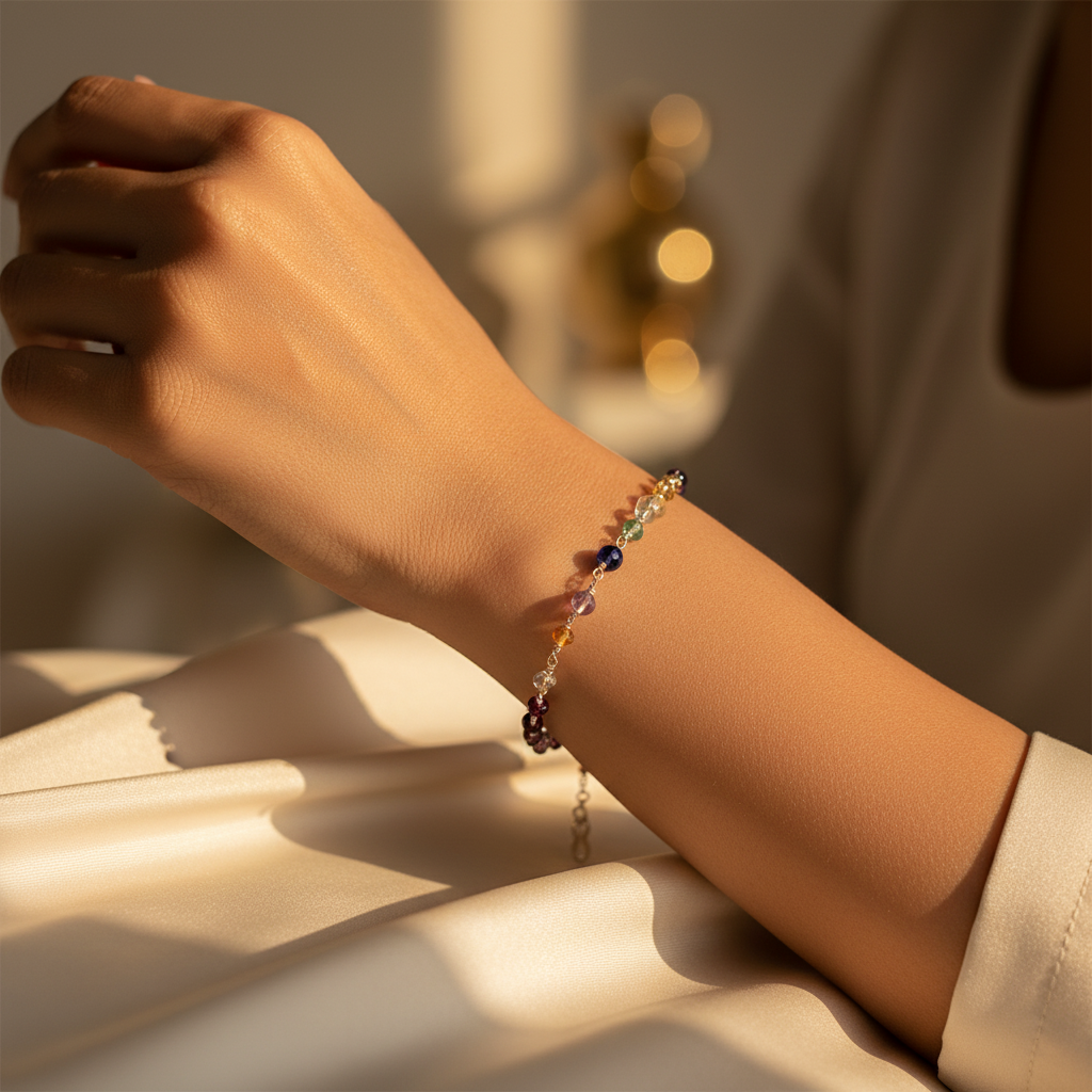 Gemstone beaded bracelet | 925 silver | chakra jewelry | gift