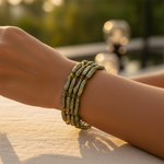 Load image into Gallery viewer, Olive Green Stone Bead Bracelet for Women | Statement Jewelry