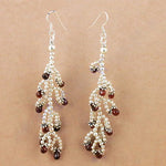 Load image into Gallery viewer, 925 Silver Beaded Drop Earrings with Garnet Gemstones | Women's Jewelry