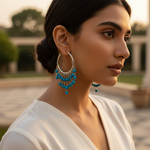 Load image into Gallery viewer, 925 Silver Turquoise Bead Hoop Earrings for Women | Dangle Earrings