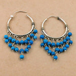 Load image into Gallery viewer, 925 Silver Turquoise Bead Hoop Earrings for Women | Dangle Earrings