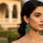 Load image into Gallery viewer, Green Jade Bead Earrings for Women | Silver Dangle Jewelry