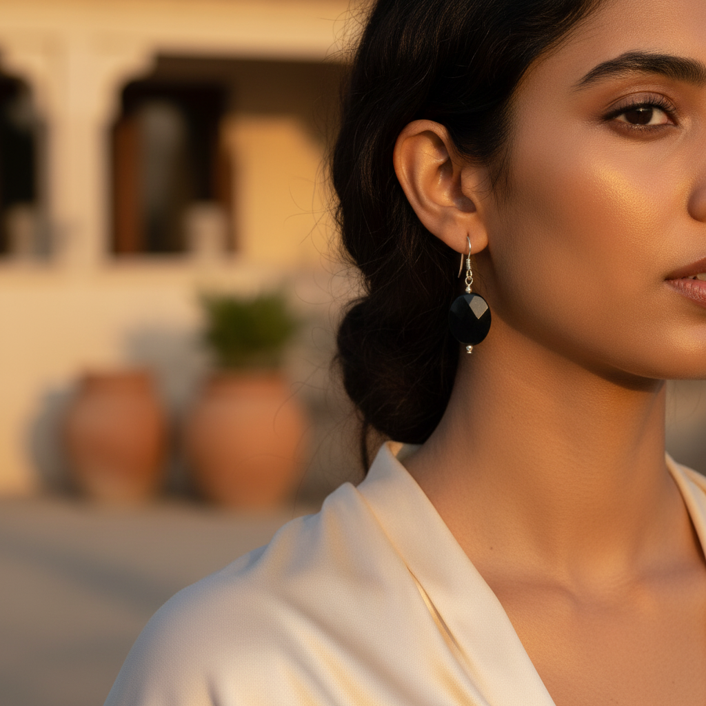 925 silver black onyx earrings for women | daily wear