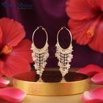 Load image into Gallery viewer, Gold Hoop Earrings with Pink Gemstone Drops | Women's Jewelry