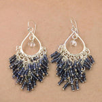 Load image into Gallery viewer, 925 Silver Iolite Bead Chandelier Earrings | Women's Jewelry