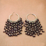 将图像加载到图库查看器中, Silver Hoop Earrings with Garnet Beads for Women | Daily Wear