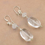 Load image into Gallery viewer, 925 Sterling Silver Clear Quartz Drop Earrings for Women