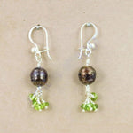 Load image into Gallery viewer, Silver Pearl & Peridot Drop Earrings for Women | Dangle Earrings