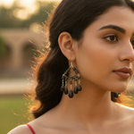 Load image into Gallery viewer, Smoky Quartz Teardrop Chandelier Earrings | Sterling Silver