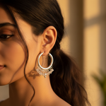 Load image into Gallery viewer, 925 Silver Moonstone Hoop Earrings | Women's Dangle Jewelry