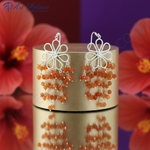 Load image into Gallery viewer, Silver Carnelian Bead Drop Earrings for Women | Gemstone Jewelry