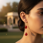 Load image into Gallery viewer, Red Carnelian Drop Earrings - 925 Silver Dangle Earrings for Women