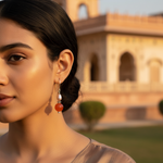 Load image into Gallery viewer, 925 Silver Red Carnelian & Pearl Drop Earrings for Women