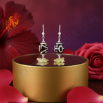 Load image into Gallery viewer, Silver Dzi Bead Earrings with Yellow Gemstones | Women's Jewelry