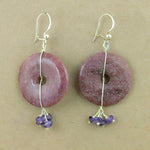 Load image into Gallery viewer, Donut Stone Earrings | Sterling Silver Dangle Earrings for Women