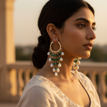 Load image into Gallery viewer, 925 Silver Pearl & Turquoise Dangle Earrings | Women's Jewelry