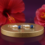 Load image into Gallery viewer, 925 Silver Pearl and Lapis Earrings | For Women | Gift