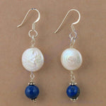 Load image into Gallery viewer, 925 Silver Pearl and Lapis Earrings | For Women | Gift