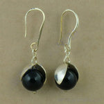 Load image into Gallery viewer, Silver Black Onyx Ball Earrings for Women | Daily Wear Jewelry