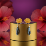 Load image into Gallery viewer, Silver Carved Rose & Pearl Drop Earrings for Women | Gift