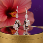 Load image into Gallery viewer, Rose Quartz & Pearl Cluster Earrings | 925 Silver | Gift for Her