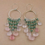 Load image into Gallery viewer, 925 Silver Green & Pink Gemstone Dangle Earrings | For Women