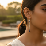 Load image into Gallery viewer, 925 Silver Iolite Drop Earrings for Women | Daily Wear Gift