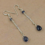 Load image into Gallery viewer, 925 Silver Iolite Drop Earrings for Women | Daily Wear Gift