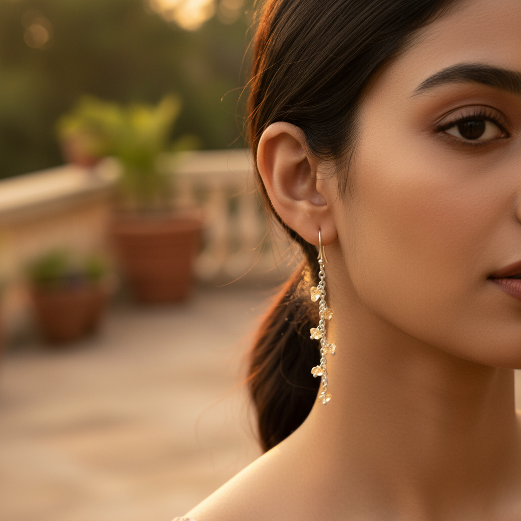 925 silver citrine dangle earrings for women | gemstone jewelry