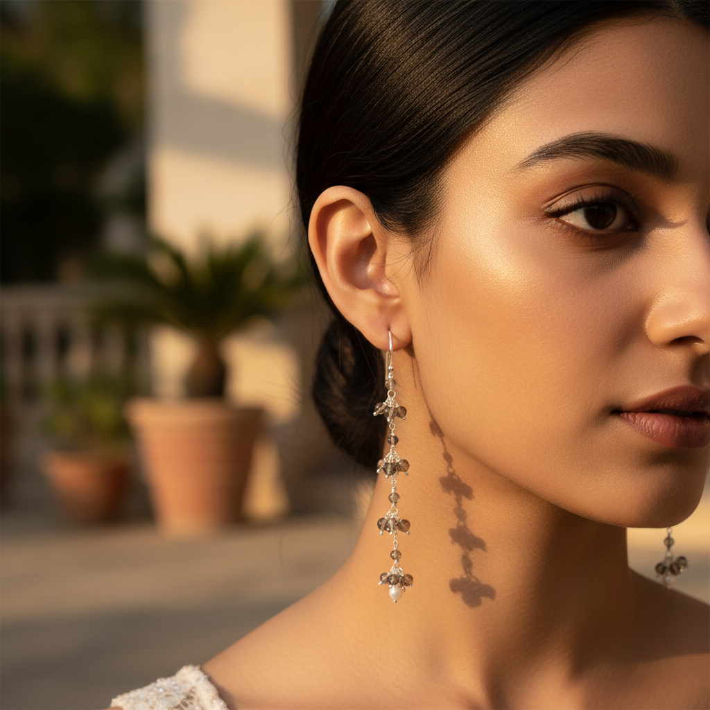 925 silver smoky quartz dangle earrings | for women | gift