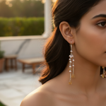 Load image into Gallery viewer, 925 Silver Pearl & Citrine Drop Earrings for Women | Dangle Earrings