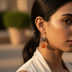 将图像加载到图库查看器中, 925 Silver Carnelian & Smoky Quartz Earrings | For Women