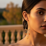 将图像加载到图库查看器中, Silver Dangle Earrings with Yellow & Orange Gemstones for Women