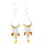 将图像加载到图库查看器中, Silver Dangle Earrings with Yellow & Orange Gemstones for Women