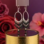Load image into Gallery viewer, 925 Silver Black Bead Chandelier Earrings for Women