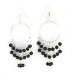 Load image into Gallery viewer, 925 Silver Black Bead Chandelier Earrings for Women
