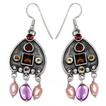 Load image into Gallery viewer, 925 Silver Garnet & Pearl Dangle Earrings for Women | Gift