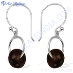Load image into Gallery viewer, 925 sterling silver dangle earrings featuring faceted smoky quartz gemstones. Elegant and stylish earrings.