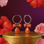 Load image into Gallery viewer, Silver Hoop Earrings with Orange Carnelian | Women's Jewelry Gift