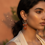 Load image into Gallery viewer, Silver Hoop Earrings with Orange Carnelian | Women's Jewelry Gift
