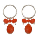 Load image into Gallery viewer, Silver Hoop Earrings with Orange Carnelian | Women's Jewelry Gift