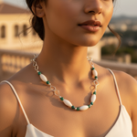 Load image into Gallery viewer, 925 Silver White Stone & Emerald Necklace for Women