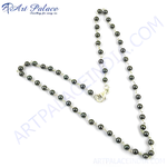 Load image into Gallery viewer, Sterling silver beaded necklace with dark gemstones for women. Elegant and stylish.