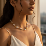 Load image into Gallery viewer, Pearl & Citrine Gemstone Necklace | Sterling Silver Necklace for Women