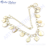 Load image into Gallery viewer, Sterling silver necklace with pearl charms. A beautiful women's necklace for any occasion.