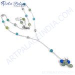 Load image into Gallery viewer, Sterling silver beaded necklace with blue and green gemstones, perfect for women's daily wear