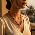 将图像加载到图库查看器中, Red Jasper Beaded Necklace with Crystal Pendant | Women's Jewelry