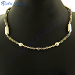 Load image into Gallery viewer, Labradorite and gold bead necklace, gemstone jewelry for women, unique necklace design, natural stone necklace