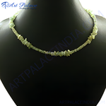 Load image into Gallery viewer, Green peridot chip necklace, a delicate gemstone necklace for women, green color.