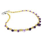 Load image into Gallery viewer, Gemstone Beaded Necklace | Yellow & Purple Stones | Women's Jewelry